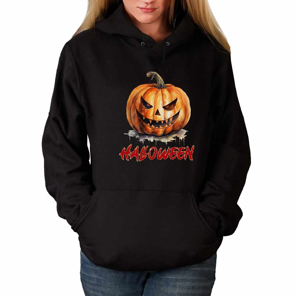 Halloween Hoodie mit gruseligen Kürbis Print